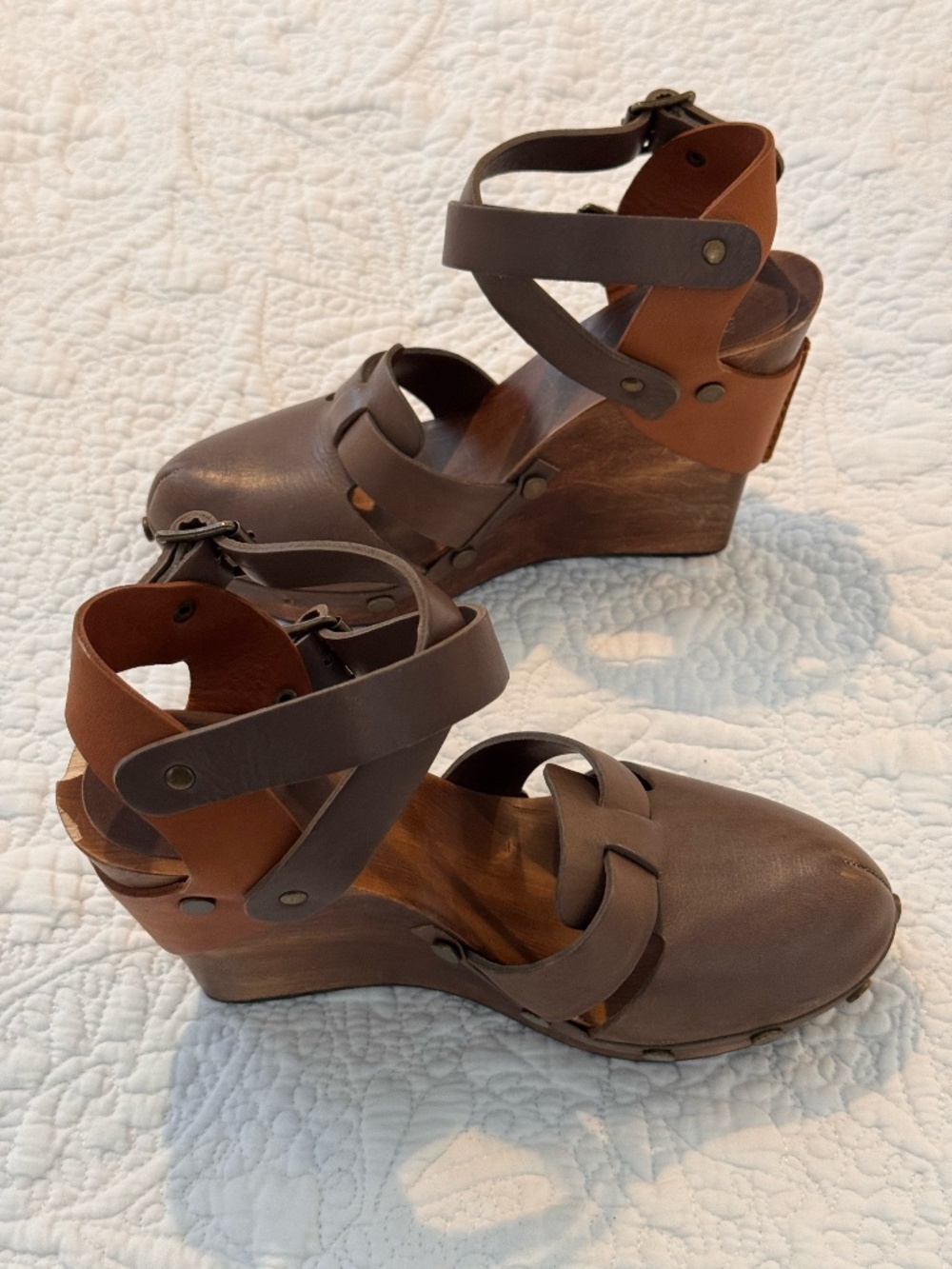 See by Chloe Brown Wooden Wedge Heels Size 39